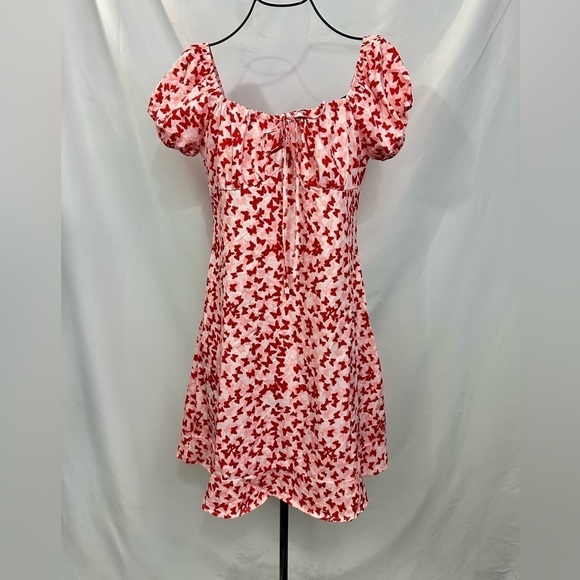 NWT Stellah butterfly print babydoll mini dress size L - Picture 2 of 9